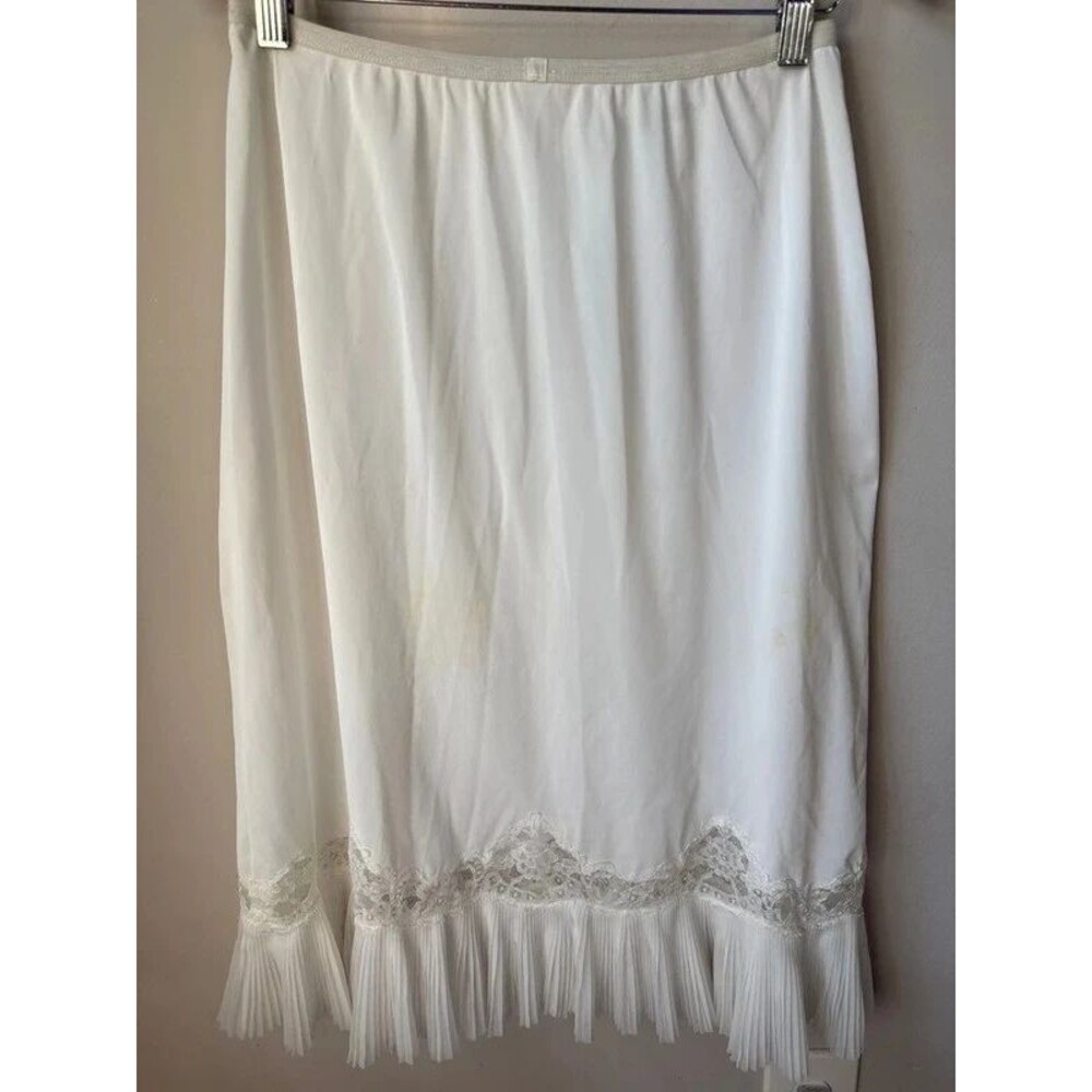 Vintage Ivory Lace Pleated Ruffle Half Slip Skirt